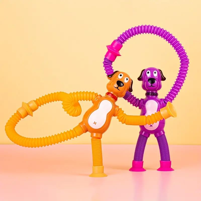 Toy Imagine Pack of 2 Telescopic Suction Dog Toy Travel Toys for 2 Year Old Boy Suction Pop It Toy for Toddlers Sensory Toy for 1+ Year Kids Engaging Toddler Travel Toy Baby Flight Essentials