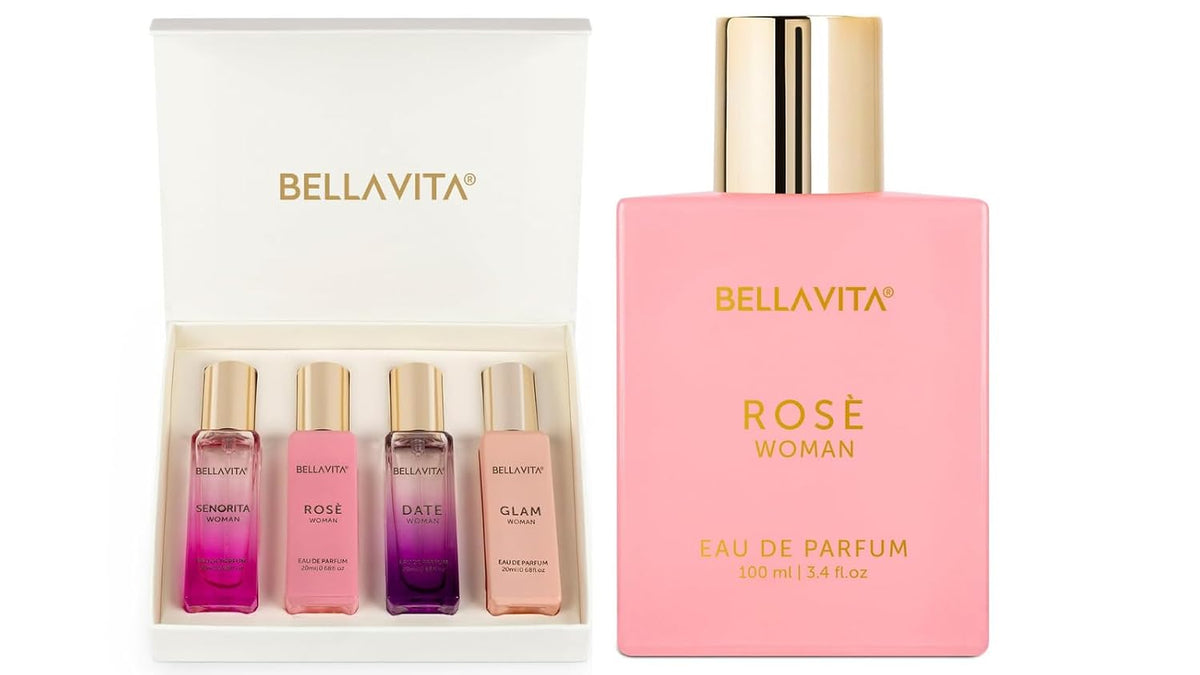 Bella Vita Luxury Women Eau De Parfum Spray Gift Set 4X20 Ml & Rose Women Eau De Parfum Perfume With Black Currant, Vanilla, Jasmine| Fragrance Floral Scent 100 Ml