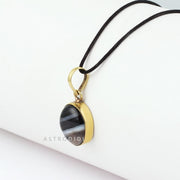 ASTRODIDI Black Sulemani Hakik Stone Pendant in Panchdhatu with Lab Certificate for Men and Women Also Known as Aqeeq, Black Akik, Kala Haqiq Agate Gemstone