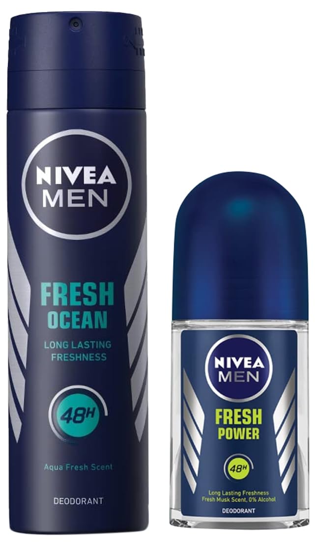 Nivea Fresh Ocean Deodorant for Men, 150 ml & Nivea Deodorant Roll On, Fresh Power for Men, 50ml