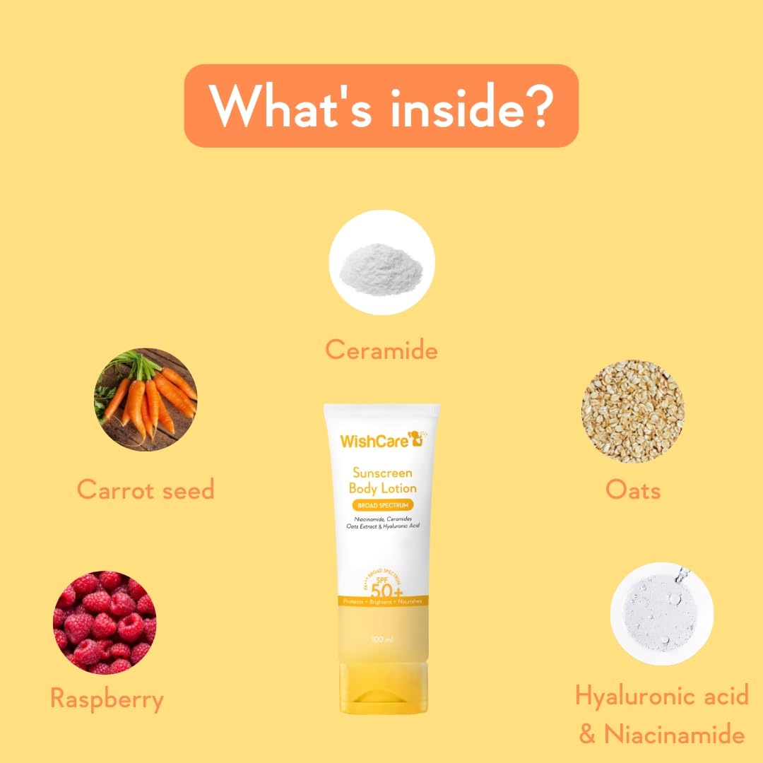 WishCare Sunscreen Body Lotion SPF 50 PA++++, In-Vivo Tested Body Sunscreen, 100ml