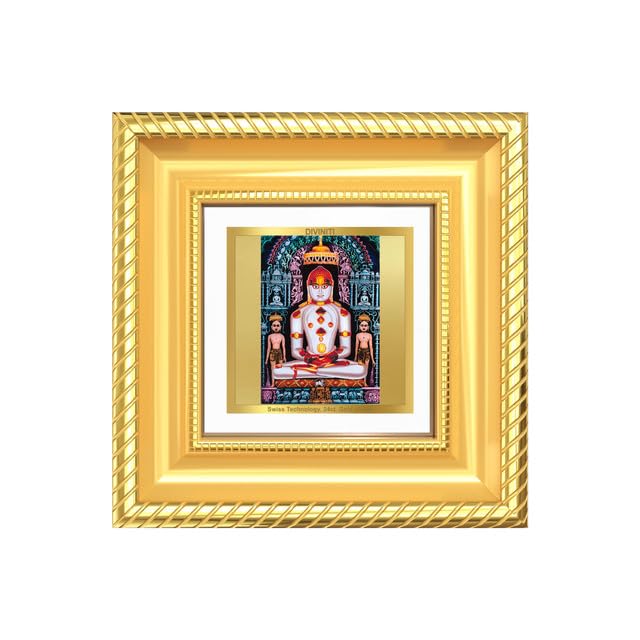 DIVINITI Lord Adinath 24K Gold Plated Foil Tabletop Photo Frame for Home Décor, Puja Room, Luxury Gifting | DG Frame 015 S1A (10x10 CM)