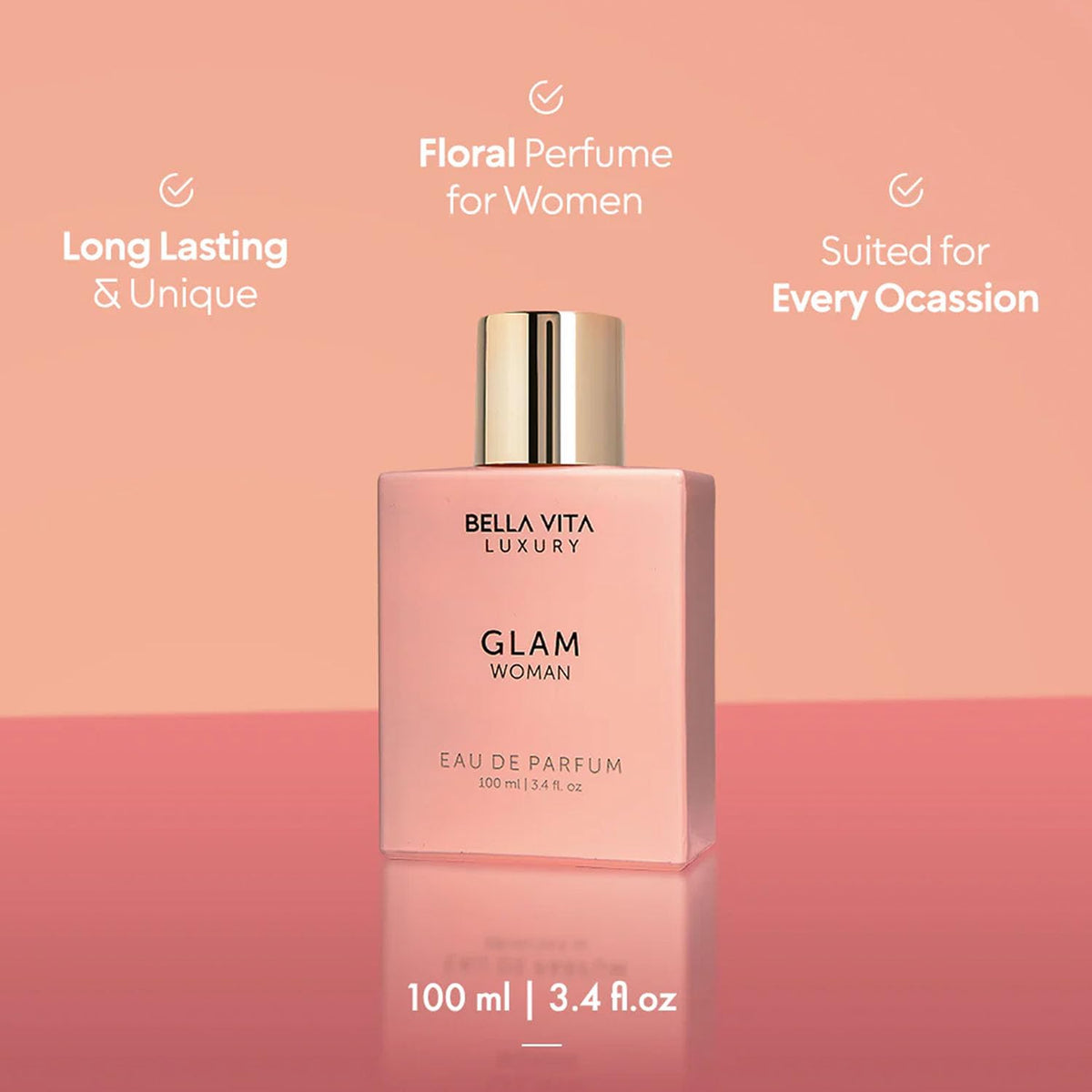 Bella Vita Luxury Glam Woman Liquid Eau De Parfum Date Woman Eau De Parfum With Pink Pepper Jasmine & Vanillapremium Long Lasting Floral & Fruity Fragrance For Women 100Ml