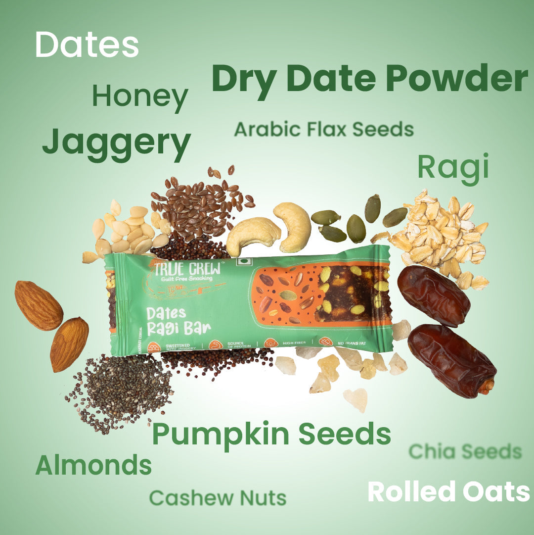 Sri Sri Tattva TRUE CREW - Dates Ragi Bar, 25 g Each (Pack of 10)