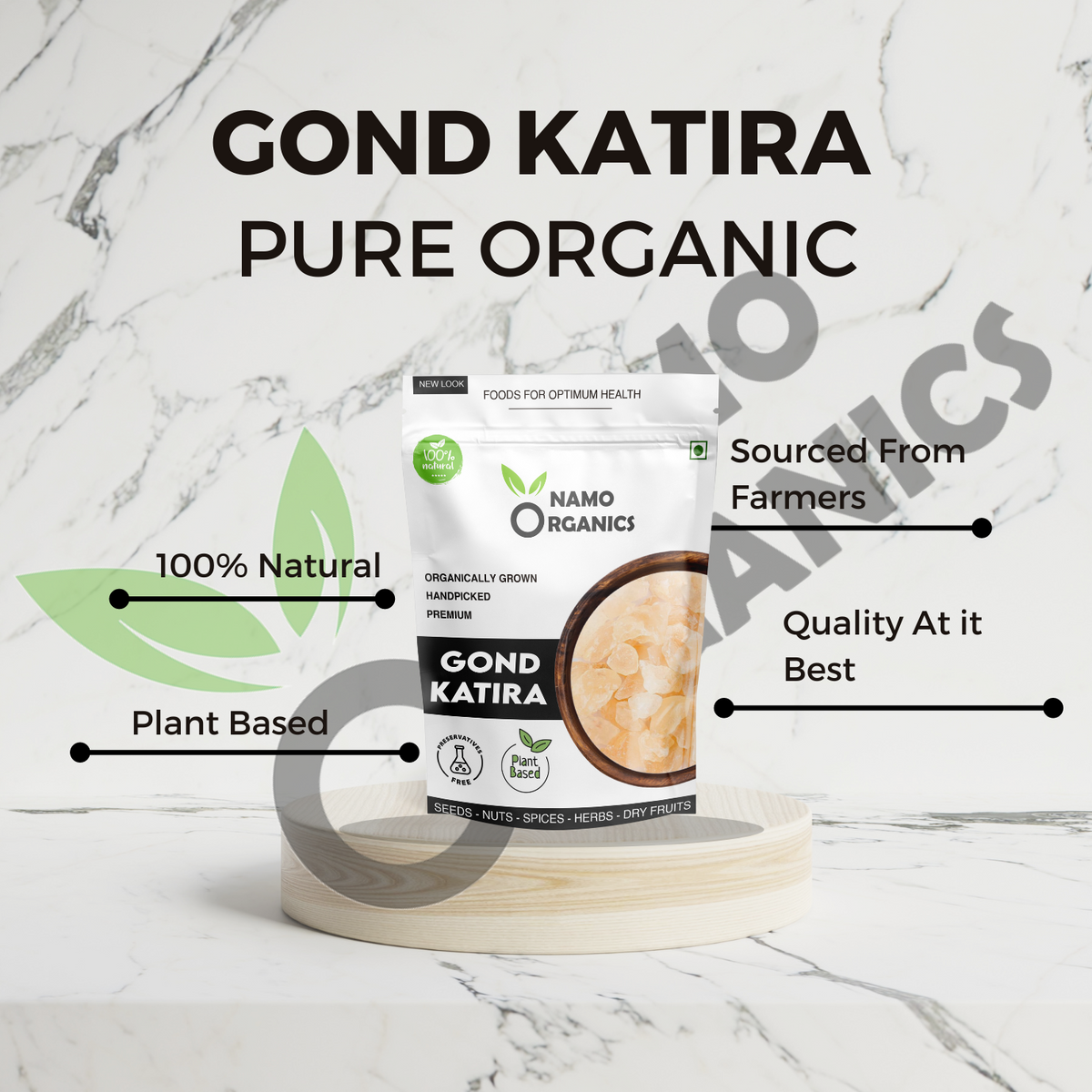 Namo Organic - Pure Gond Katira - Sourced From Organic Gum cultivators - Premium White