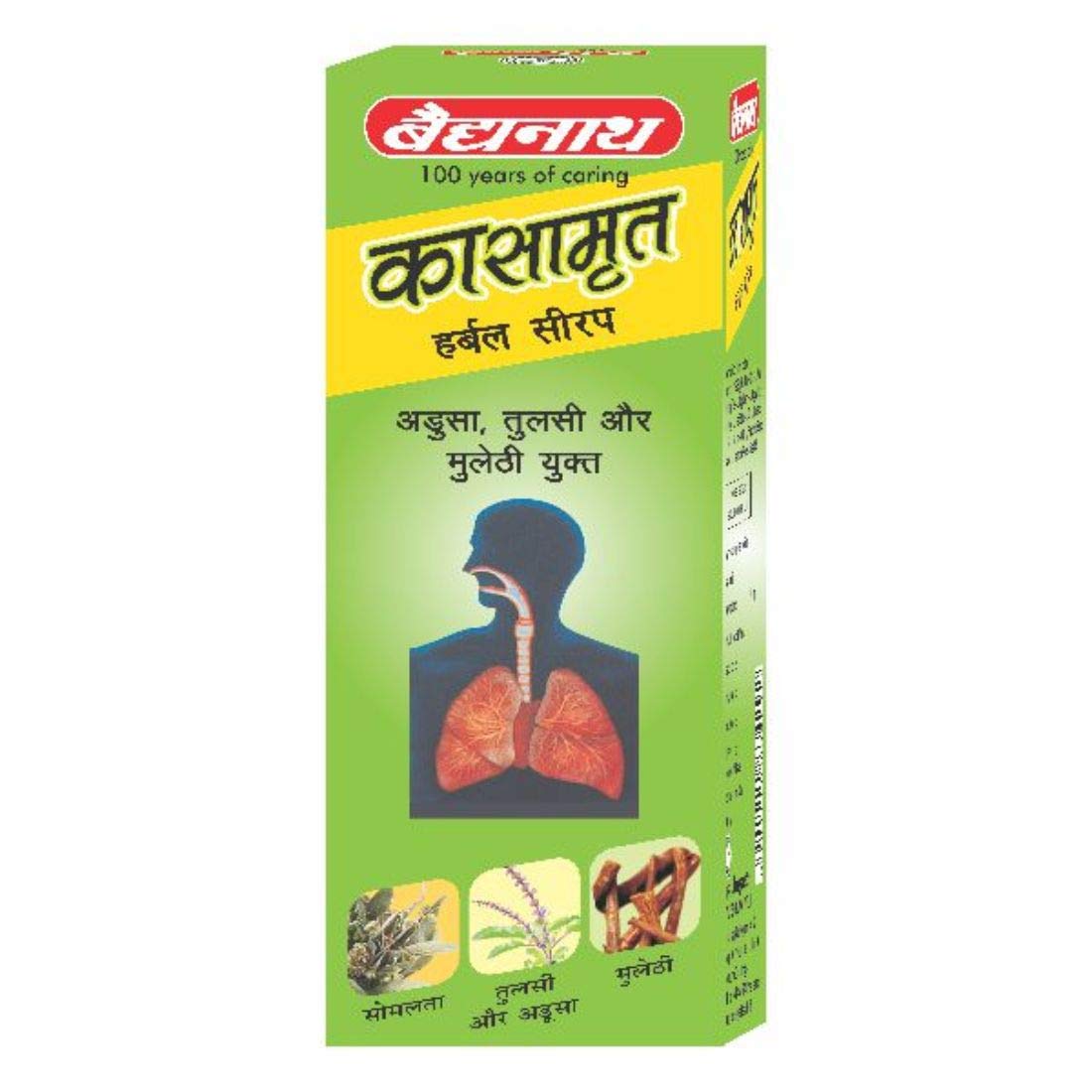 Baidyanath Asli Ayurved Kasamrit Herbal Cough Syrup - 100 ml With Goodness of Adusa, Tulsi & Mulethi