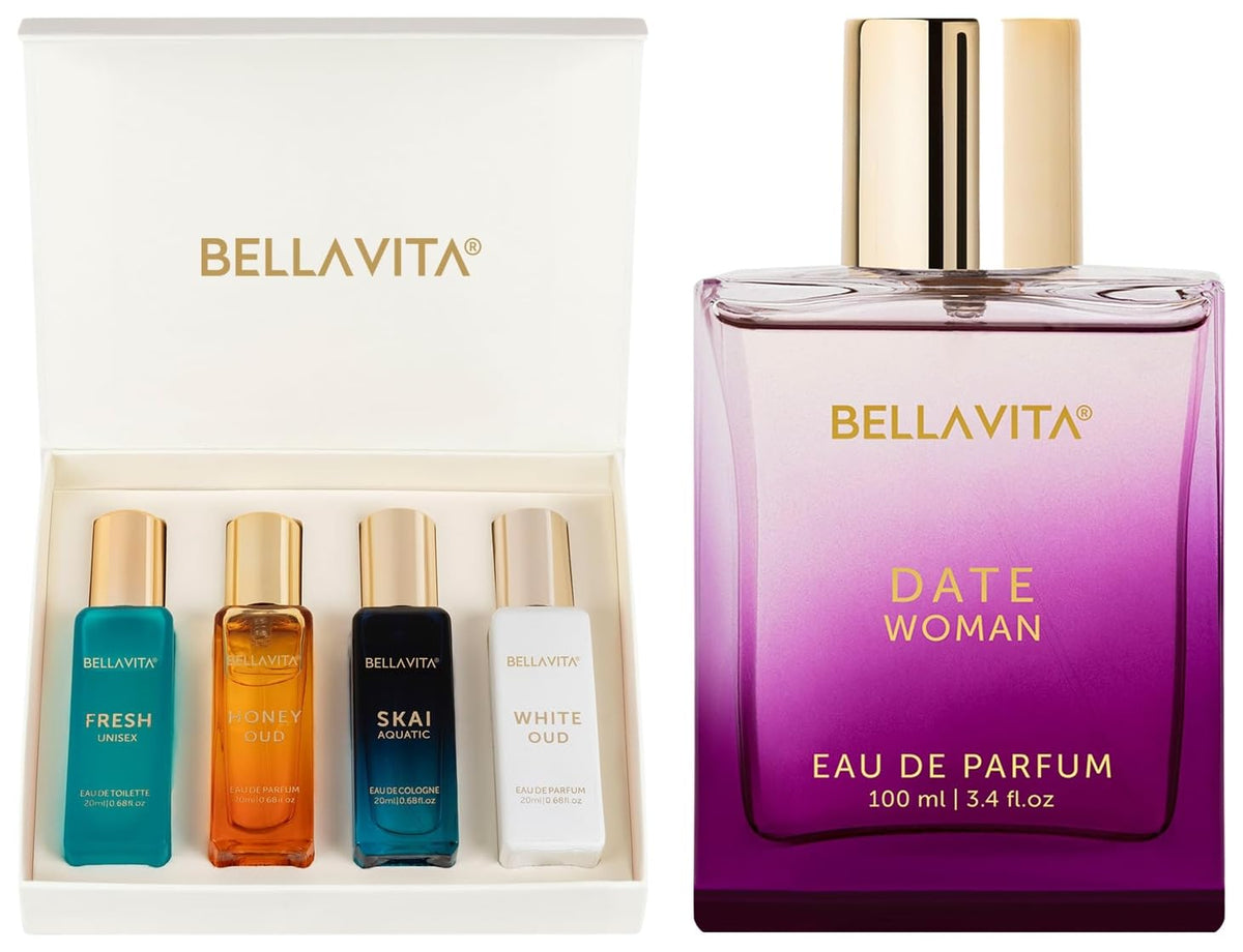 Bella Vita Luxury Unisex Eau De Parfum 4 X 20 Ml Date Woman Liquid Eau De Parfum Perfume With Pink Pepper Jasmine & Vanillapremium Long Lasting Floral & Fruity Fragrance For Women 100 Ml 100,80 Ml
