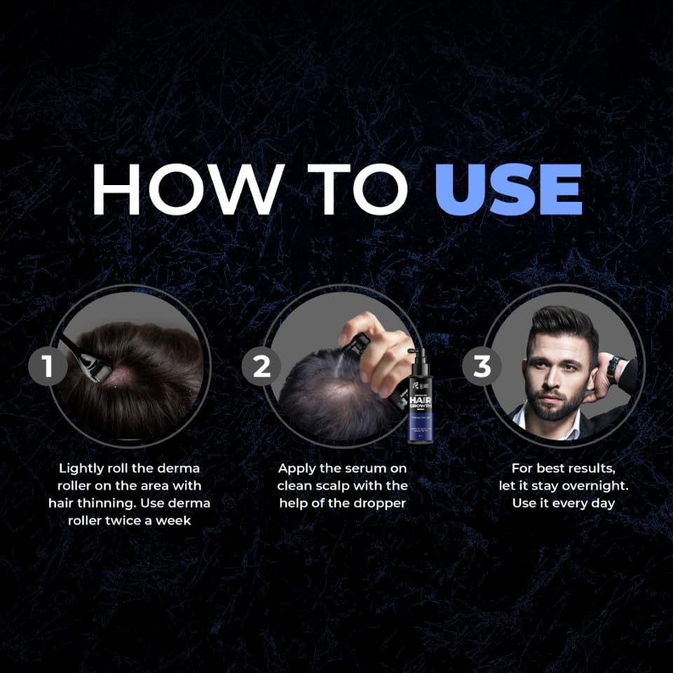 Beardo Advanced Hair Growth Serum 50ml + Dermaroller for Men | Hair Fall Control, Hair Regrowth & Thickening | Scalp & Beard Growth Treatment Kit for Men