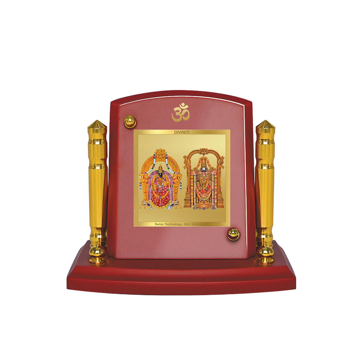 DIVINITI 24K Gold Plated Religious Car Dashboard Frame | Premium God Idol Frame for Car, Home Mandir & Office Table | Spiritual Gift, Decorative Showpiece | Padmavati And Lord Balaji