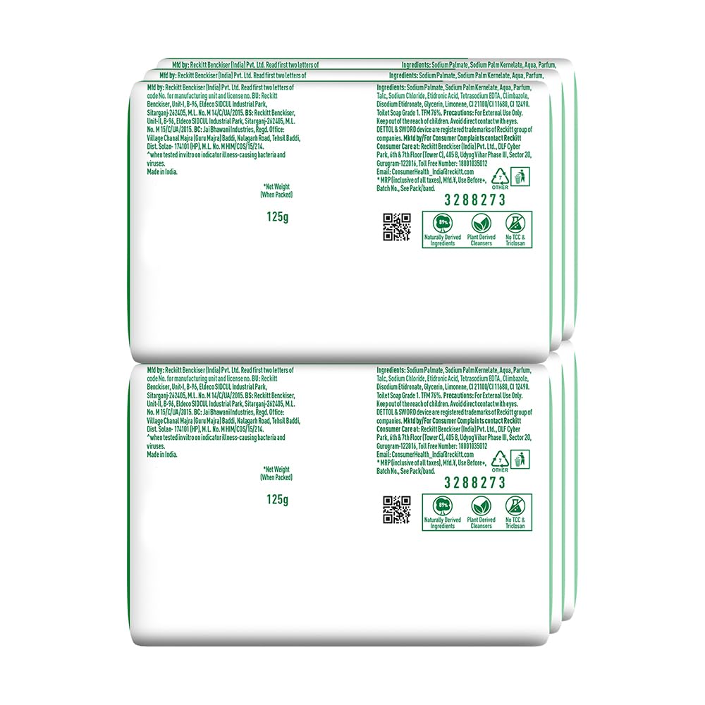 Dettol Original Bathing Soap Bar with 12hr Germ protection (750gm) | Kills 99.99% Germs, 125g (Pack of 6)