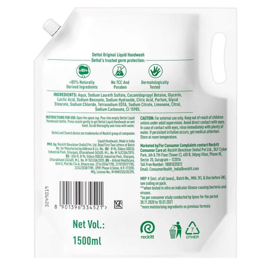 Dettol Liquid Handwash Refill - Original Hand Wash- 1350ml, Pack of 2
