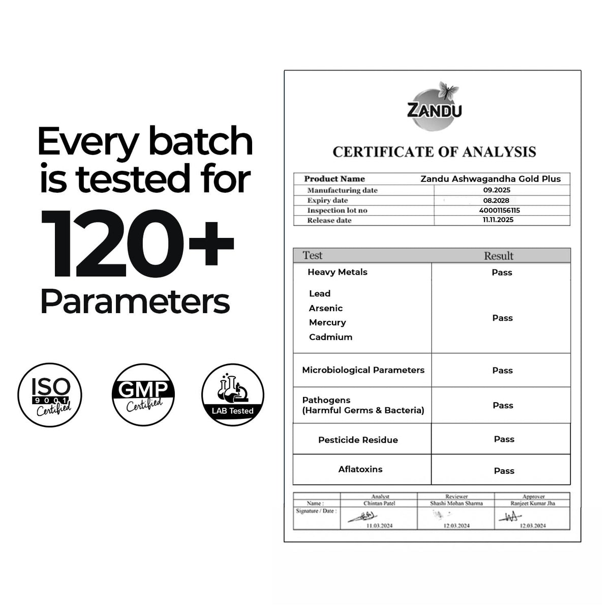 Zandu Ashwagandha Gold Plus I Reduces Stress & Cortisol, Improves Sleep and Muscle Recovery I Over 5% Withanolide Content | Scientifically Tested | 60 Caps
