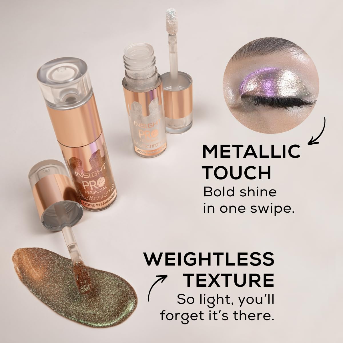 INSIGHT Professional Multichrome Liquid Eyeshadow - Mermaid Echoes | Metallic Effect | Enriched with Green Tea & Cucumber Extracts | Striking Effect | Liquid Formula | Dynamic Color Effects - 5g