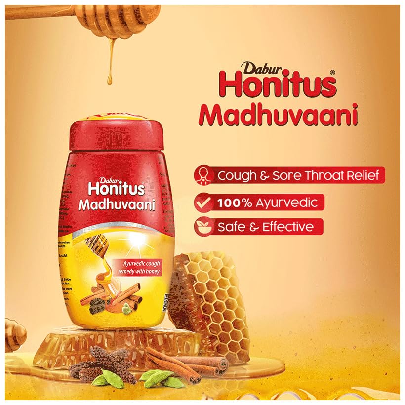Dabur Honitus Madhuvaani Ayurvedic Cough & Cold Remedy with Honey, 100g