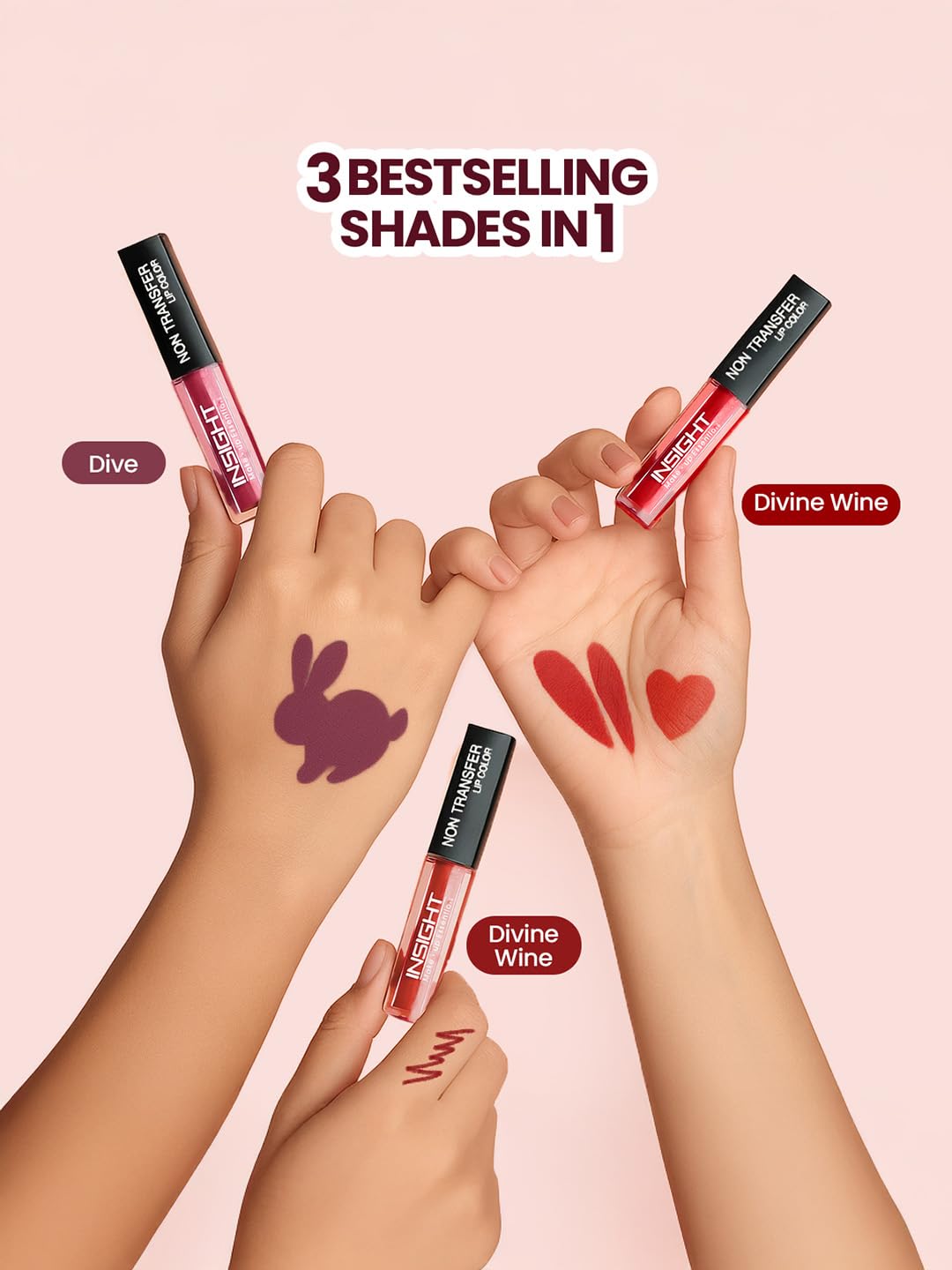 INSIGHT Non Transfer Liquid Lipstick Kit - Reds (Pack of 6) | Waterproof | Matte Finish | Transfer & Smudge Proof | Lightweight | 12 Hr Wear| Highly Pigmented 12 g