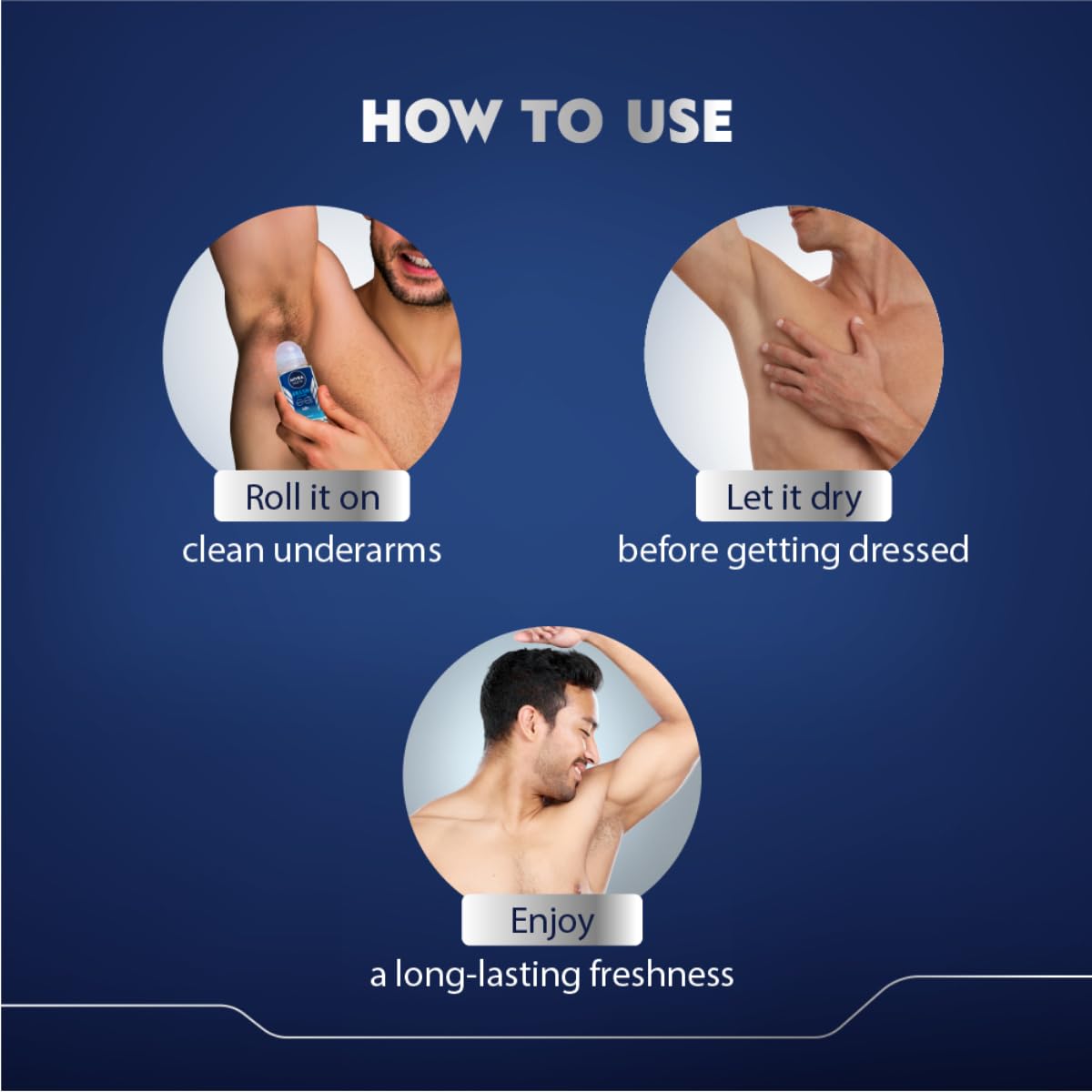 NIVEA MEN Fresh Active 50ml Deo Roll On | With Fresh Ocean Extracts| 72 H Freshness| 0% Alcohol | Dermatologically Approved & Paraben Free Formula (Pack of 3)