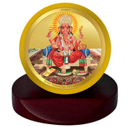 DIVINITI 24K Gold Plated Religious Car Dashboard Frame | Premium God Idol Frame for Car, Home Mandir & Office Table | Spiritual Gift, Decorative Showpiece | Ganpati