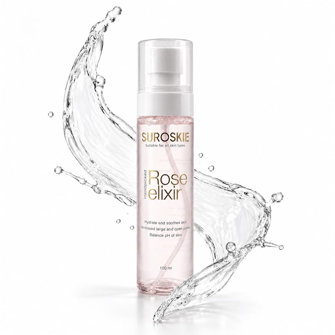Suroskie Rose Water Elixir Face Mist 100Ml | Pure Rose Water | Face Toner For Glowing, Refresh & Hydrating Skin | Minimize Large & Open Pores | Balance Ph Of Skin | Gulab Jal For Women & Men