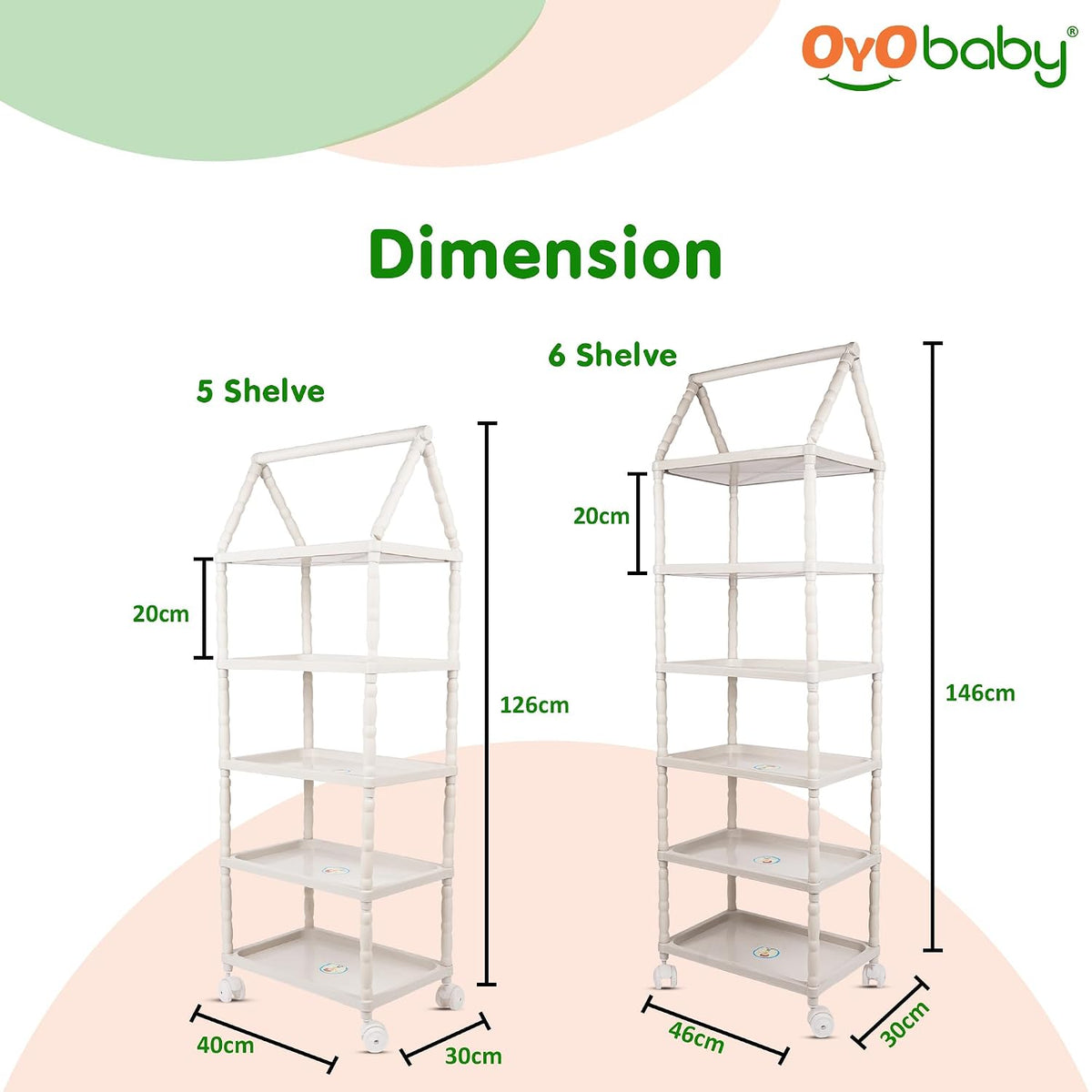 OYO BABY Kids Wardrobe for Storage 5 Shelves | Heavy Duty Plastic Almirah for Baby Clothes, Toys & Books Rack | Compact Storage Organizer for Nursery/Bedroom [Printed - Red]