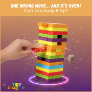Toy Imagine 54 Pcs Colourful Wooden Blocks for Boys 7–14 Years – Indoor Balancing & Building Game, Montessori Wooden Toys, Kids Activity Tower Block for Cognitive Development & Fun