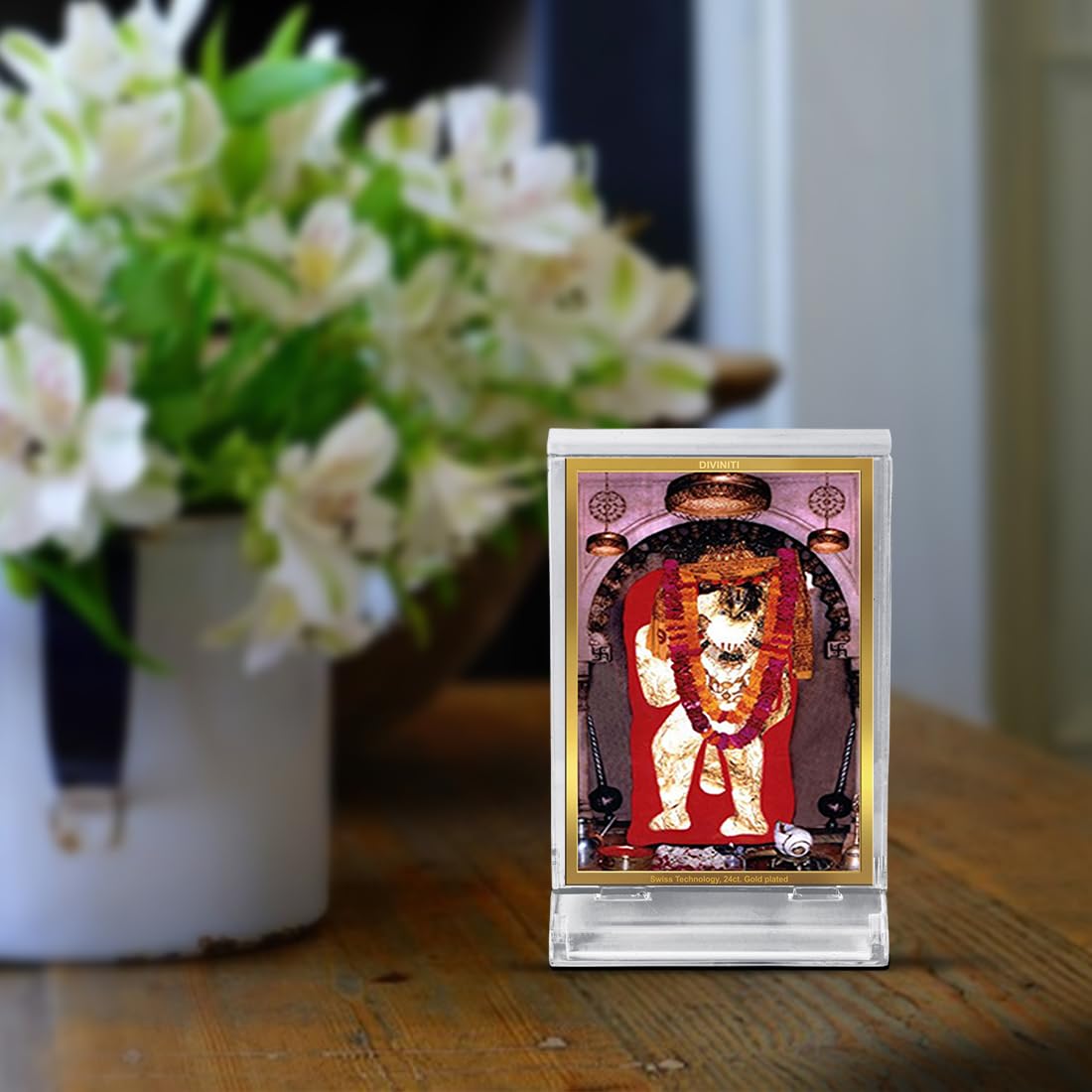 DIVINITI 24K Gold Plated Religious Car Dashboard Frame | Premium God Idol Frame for Car, Home Mandir & Office Table | Spiritual Gift, Decorative Showpiece | Mehndipur Balaji