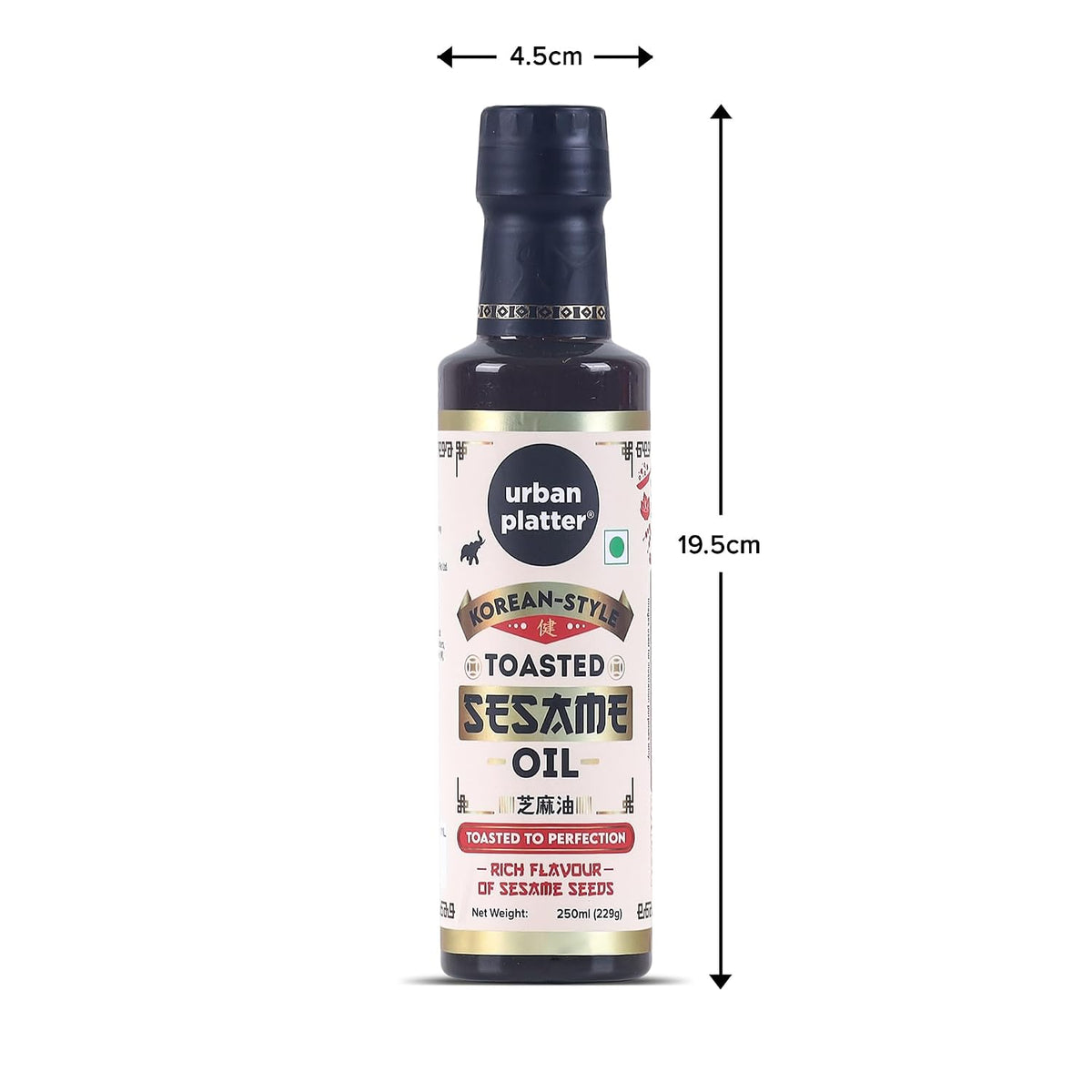 Urban Platter Korean-Style Toasted Sesame Oil, 250ml (Cold-Pressed | Rich Flavour | Known as Chamgireum | Perfect Finishing Oil for All Asian Dishes)