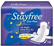 STAYFREE Dry-Max All Night Ultra-Dry With Wings - XL (14 +14 Sanitary Pads) Sanitary Pad (Pack of 28)