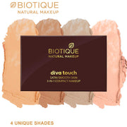 Biotique Acne Prone Natural Makeup Diva Satin Smooth 3-in-1 Compact Makeup, Almond Glow, 9g, Brown