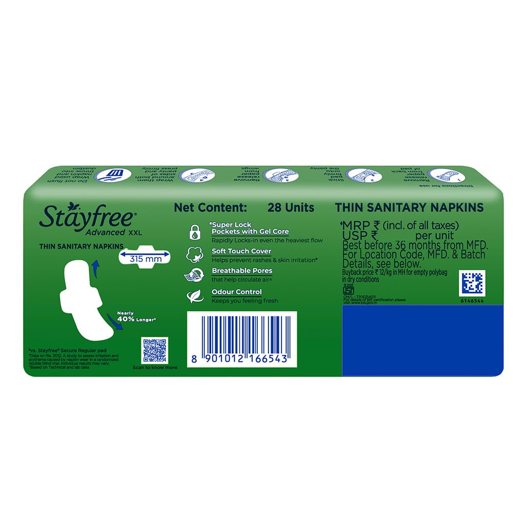 Stayfree Advanced XXL Ultra-Soft 28 Pads,Pack Of 1
