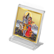 DIVINITI 24K Gold Plated Religious Car Dashboard Frame | Premium God Idol Frame for Car, Home Mandir & Office Table | Spiritual Gift, Decorative Showpiece | Shiva And Parvati