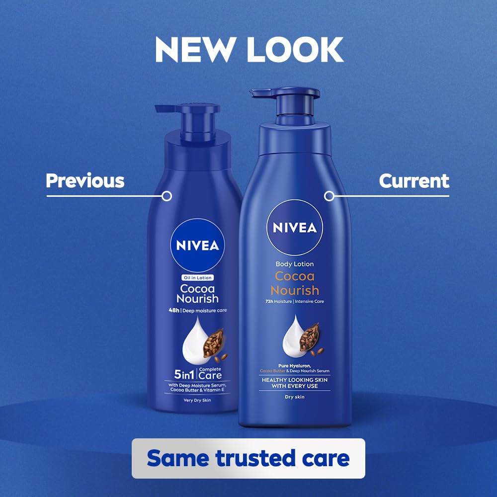 NIVEA Cocoa Nourish 400ml Body Lotion with Deep Moisture Serum| 72 H Moisturization | With Cocoa Butter & Coconut Oil | Non Greasy & Healthy Looking Skin |For Very Dry Skin