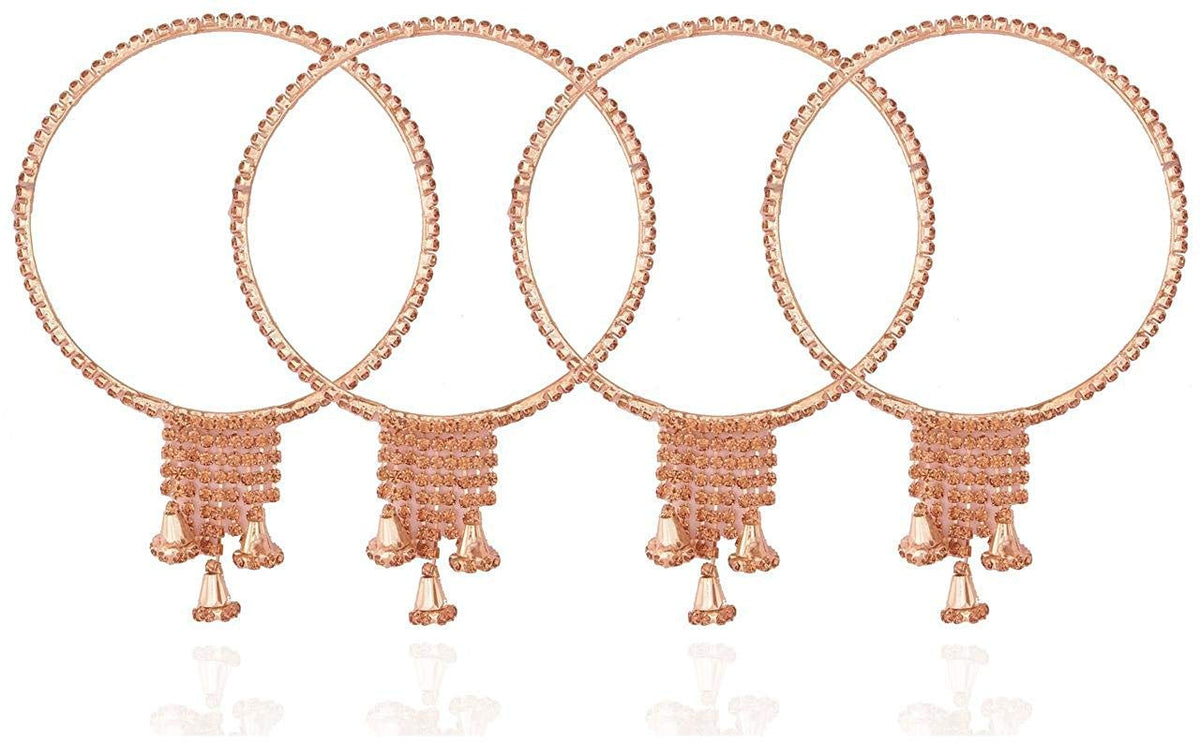 NMII Non-Precious Metal Base Metal with Zircon Gemstone Studded worked Glossy Finished Bangle Set For Women and Girls