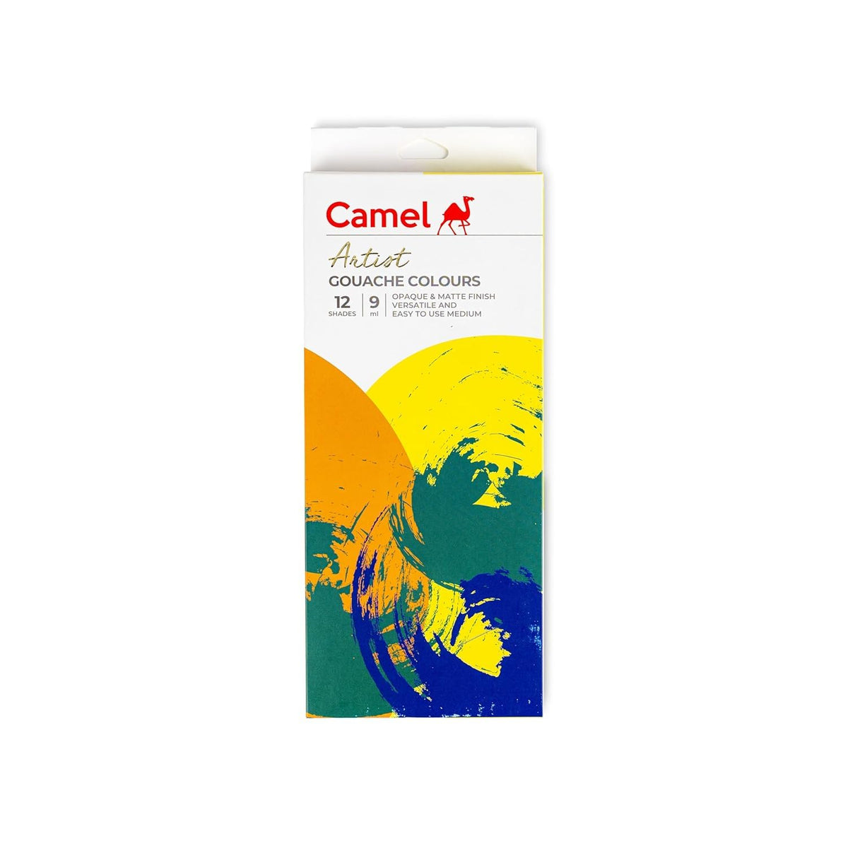 Camel Artist Gouache Colours – 12 Shades (9ml Each) | High Pigment, Opaque Water-Based Paints | Smooth Matte Finish for Artists, Illustrations & Design Work