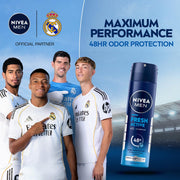 NIVEA Men Fresh Active Deodorant Spray, 48H Odour Protection Daily Freshness, Marine Fresh Fragrance with Lemon & Sandalwood Notes, Long Lasting Freshness, Body Spray & Underarm Deodorant, 150 ml