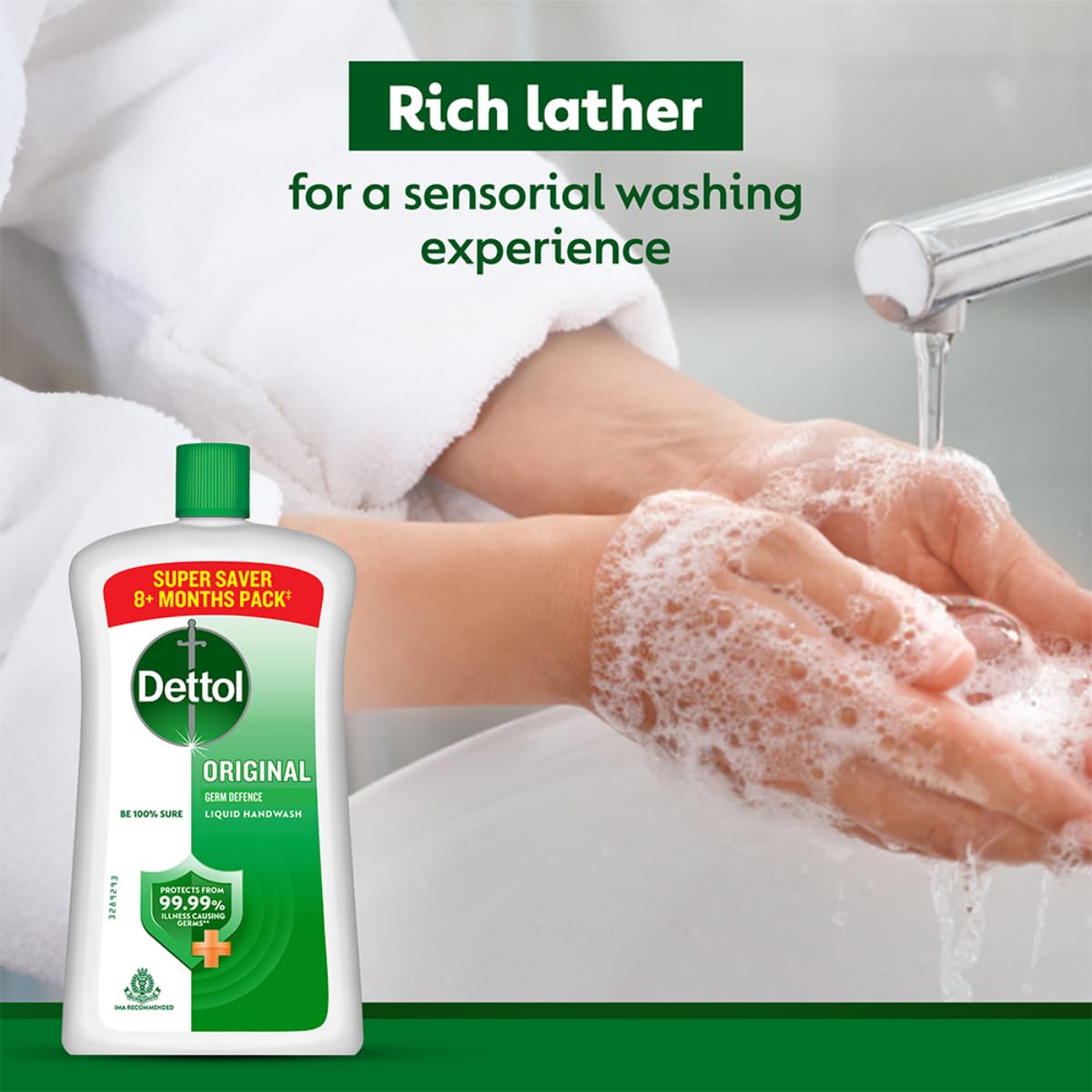 Dettol Liquid Handwash Bottle - Original Hand Wash- 875ml | Germ Defence Formula | 10x Better Germ Protection