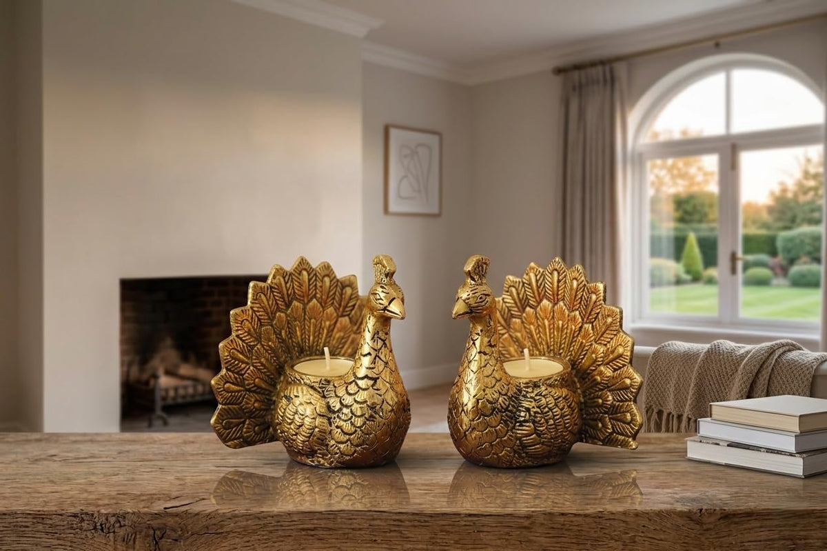 KridayKraft Designed with a Versatile Central Cavity, This Peacock Serves as a Stunning tealight Candle Holder, a mini Indoor Planter, a Unique Pen Stand, or a Sophisticated Vanity Organizer.
