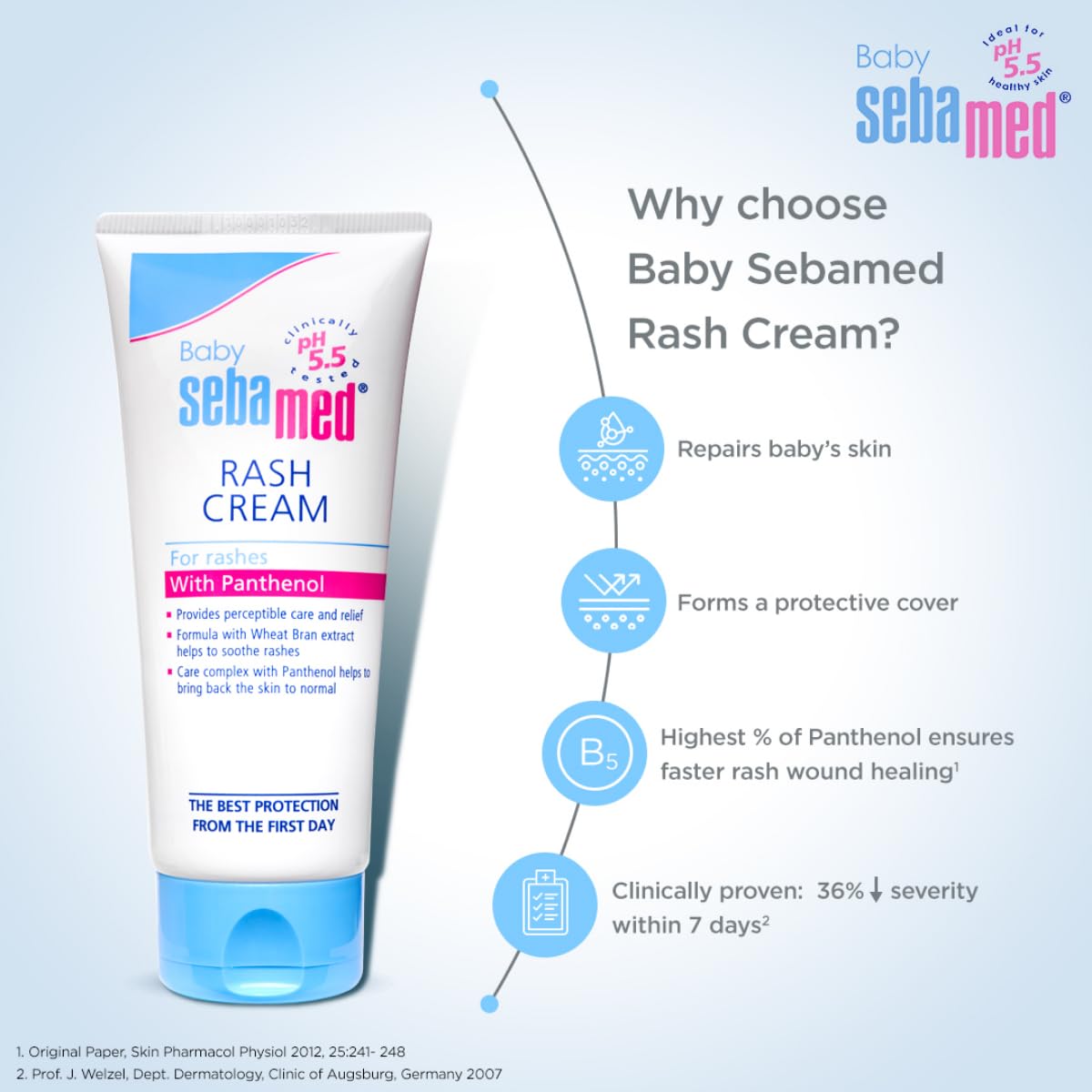 Sebamed Baby Rash Cream 100 ml|pH 5.5|Ideal for Diaper Rashes| Faster rash healing | (Pack of 2)