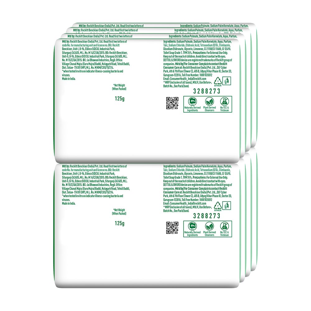 Dettol Original Bathing Soap Bar with 12hr Germ protection (1000gm) | Kills 99.99% Germs, 125g (Pack of 8)