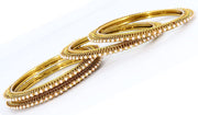 NMII Non-Precious Metal Base Metal with Beads Studded worked Glossy Finished Bangle/Kada Set For Women and Girls