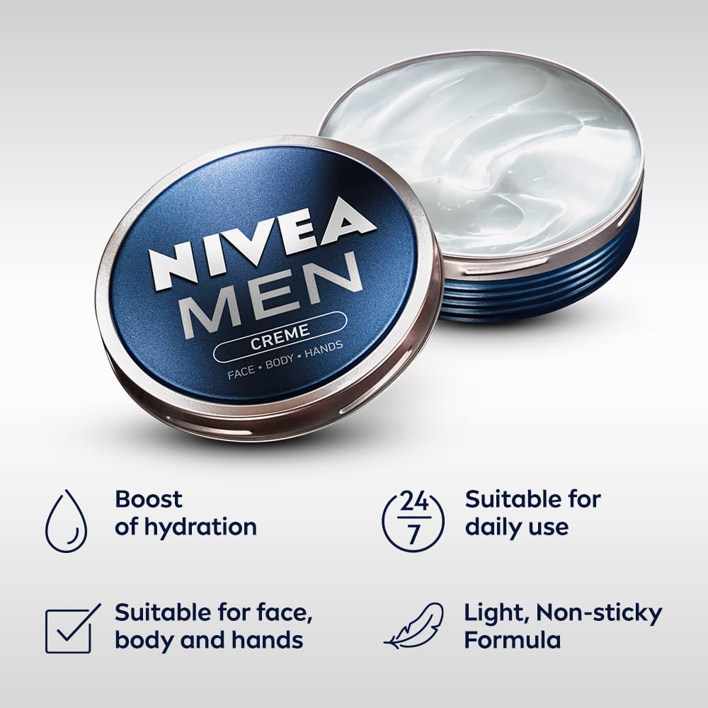 Nivea Men Creme, Non Greasy Moisturizer, Cream For Face, Body & Hands, 30ml