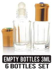 Parag fragrances 3ml Empty Reusable Roll on Glass Bottles (Set of 6)
