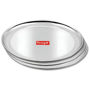 Parage 3 Pieces Stainless Steel 12 inch Heavy Gauge Raj Bhog Plate Set/Dinner Set/Thali Set/Kitchenware for Home & Restaurants/Family Use, Silver