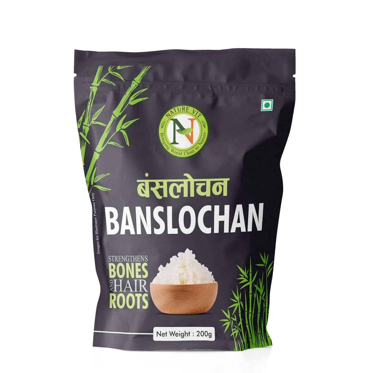 NatureVit Banslochan 200g | Natural Bamboo Silica | Ayurvedic Ingredient for Bone Strength, Immunity & Skin Health | Safe for Infants & Adults | Edible Raw Bamboo Extract