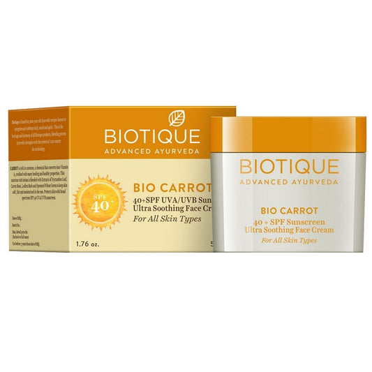 Biotique Botanicals Bio Carrot SPF40 Sunscreen Ultra Soothing Face Cream (For All Skin Types)