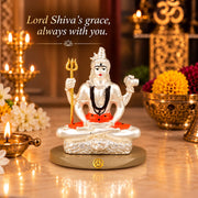 DIVINITI 999 Silver-Plated Lord Shiva Idol with Gold Accents | Mahadev Murti for Home, Office & Puja Mandir | Diwali, Mahashivratri & Housewarming Gift with Premium Gift Box | 8 x 7 CM