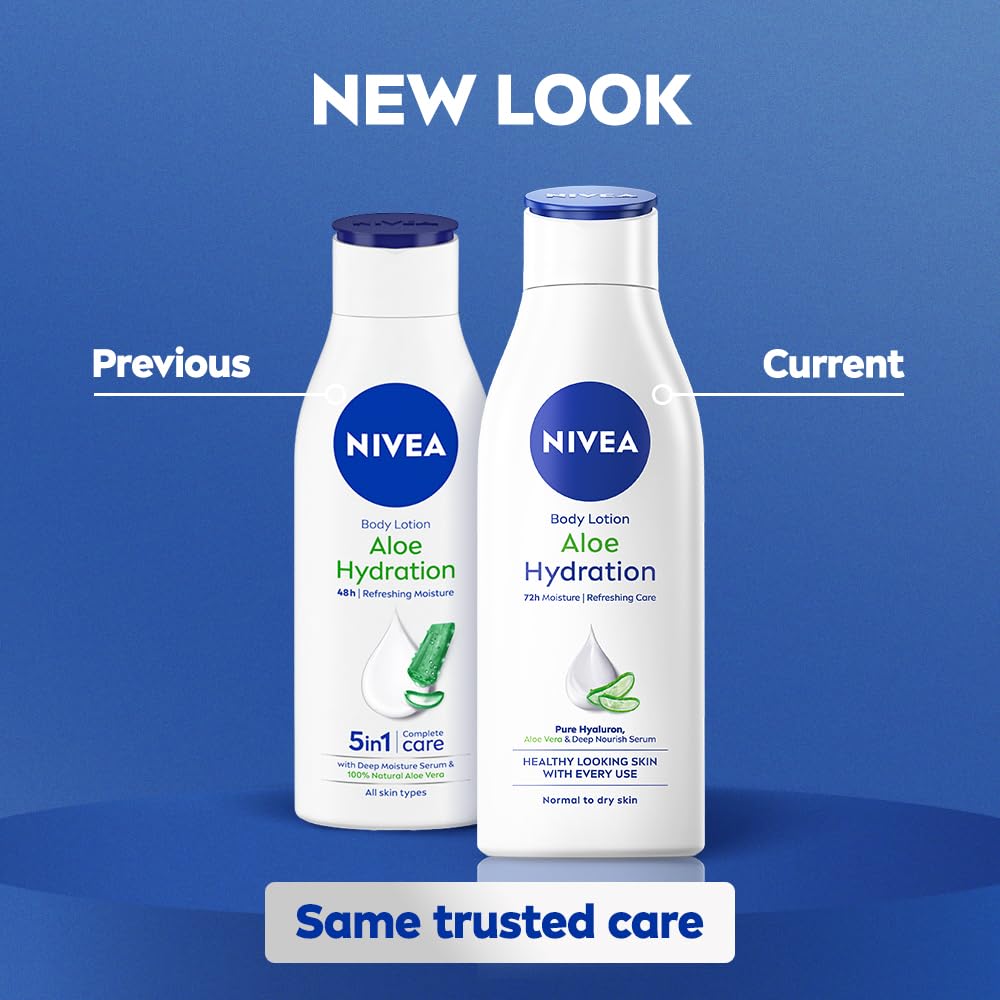 NIVEA Aloe Hydration Body Lotion, 200ml | 72 H Moisturization | Refreshing | Non Sticky Feel | With Goodness of Aloe Vera For Instant Hydrating In Summer | For Men & Women