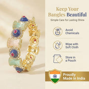 NMII Gold Metal Bangles Rajwadi Style Kangan Set For Women & Girls with Zircon Diamond | Traditional Girl's Bangles Bracelet | Latest Kada For Women Trendy | Wedding, Party, Festive, Daily- Set of 2