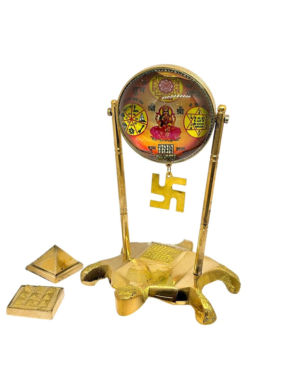 RUDRADIVINE Vastu Tortoise Pyramid Yantra with Shree Yantra | Brass Kurma Turtle Pyramid for Vastu Dosh Remedy