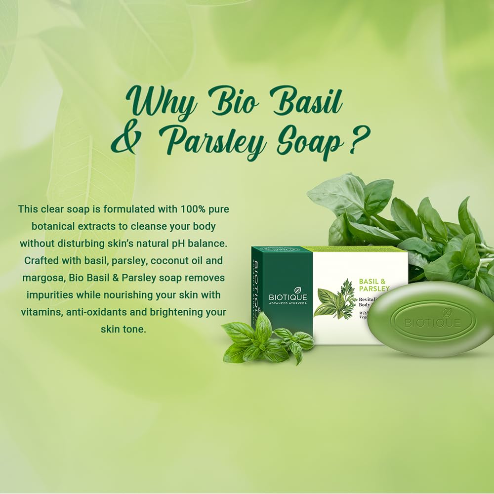 Biotique Basil & Parsley revitalizing Bathing Bar 150g x 3