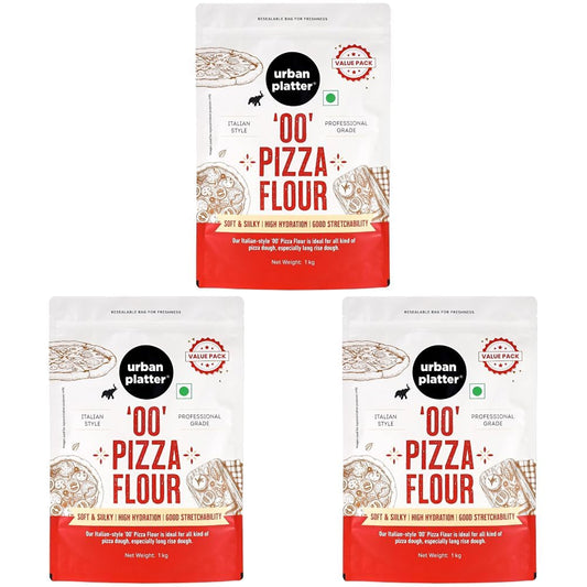 Urban Platter '00' Pizza Flour, 1kg (Superfine Durum Wheat for Soft & Stretchy Dough | Professional-Grade | Maida-Free | Perfect for Homemade Pizza) (Pack of 3)